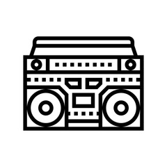 boombox retro music line icon vector. boombox retro music sign. isolated contour symbol black illustration