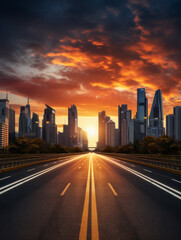 Obraz premium empty road with city background.