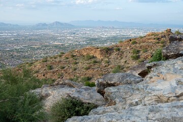 Fototapeta na wymiar Scenic view of a craggy mountain peak, Phoenix, Arizona