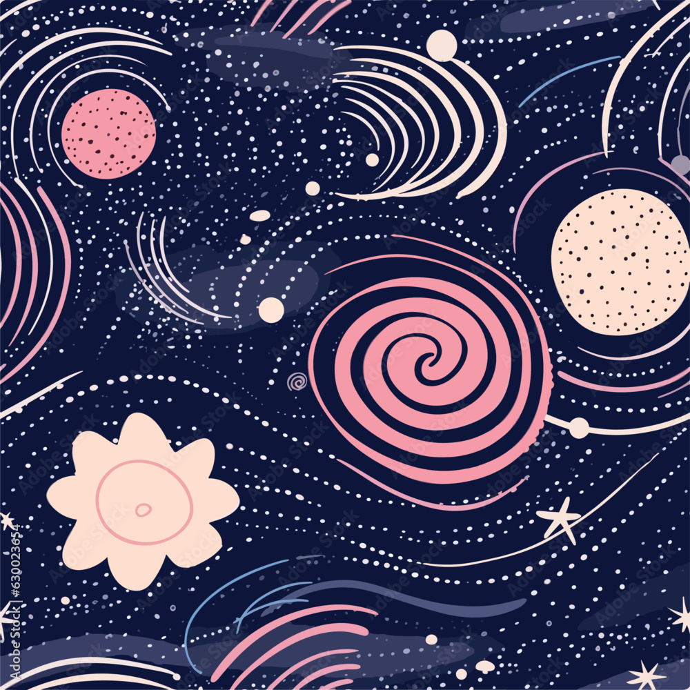Wall mural seamless colorful galaxy pattern. seamless pattern of galaxy in colorful style. add color to your di