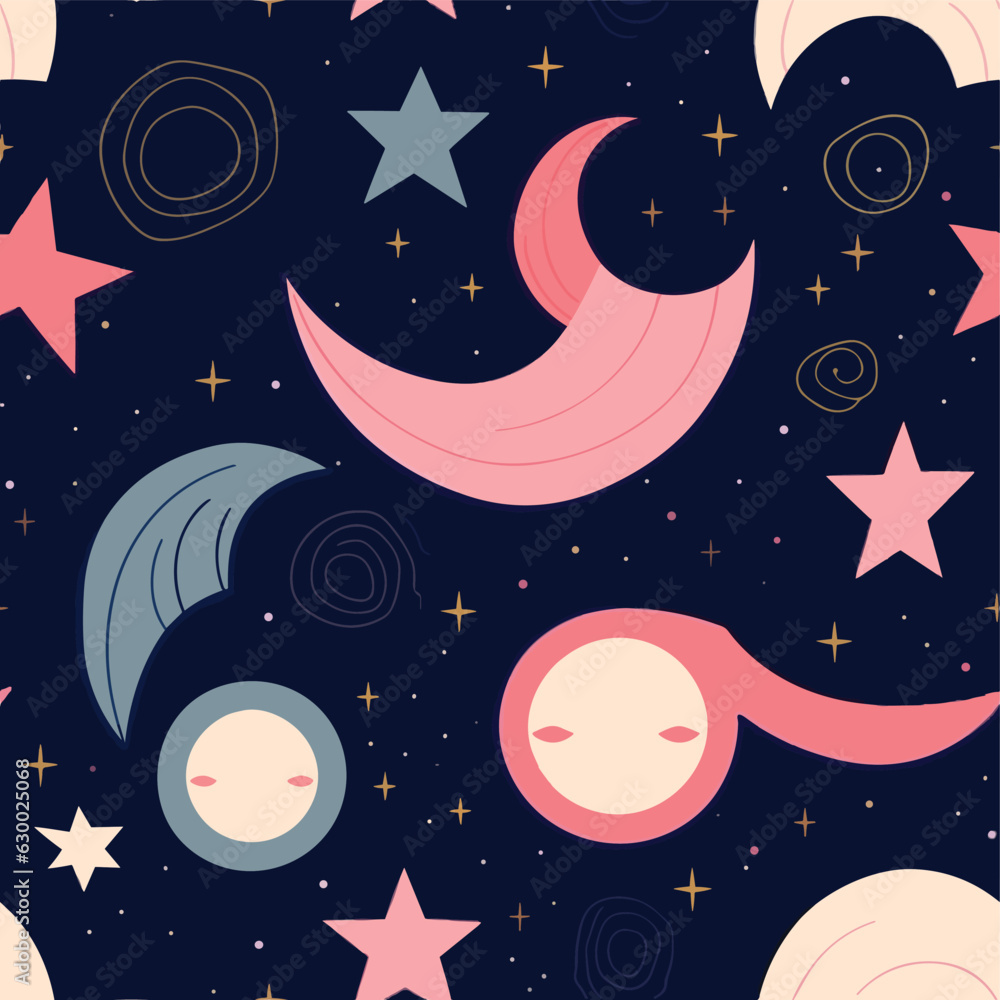 Wall mural seamless colorful galaxy pattern. seamless pattern of galaxy in colorful style. add color to your di