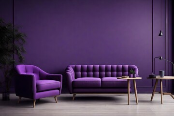 purple sofa with lamp