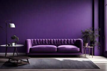 modern living room with purple couch