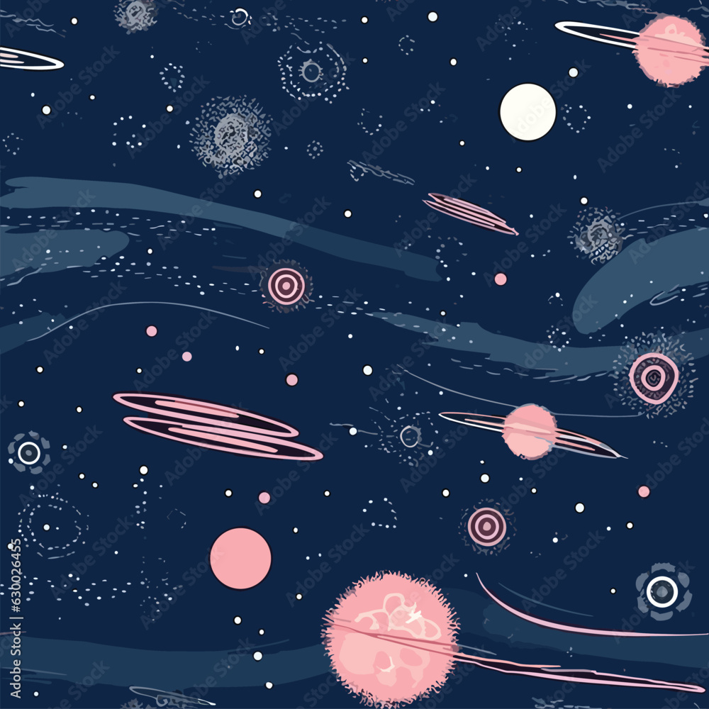 Wall mural seamless colorful galaxy pattern. seamless pattern of galaxy in colorful style. add color to your di