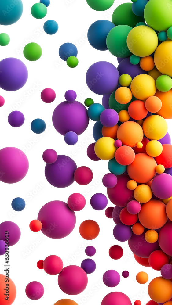 Aufkleber colorful matte soft balls in different sizes isolated on transparent background. abstract compositio