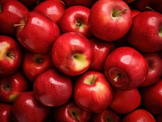 Photo fresh ripe red apples as background top view of natural apples
