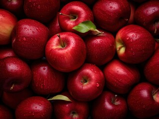 Photo fresh ripe red apples as background top view of natural apples

