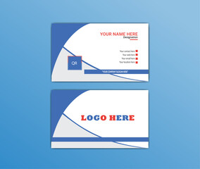 Horizontal double sided unique modern simple and clean business card design template with sky blue color.