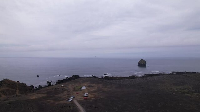 DRONE AERIAL FOOTAGE: Eldey island. Eldey is a small island southwest of the tip of Reykjanes, and situated on the Mid-Atlantic Ridge.