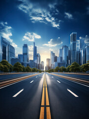 empty road with city background.