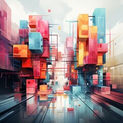 AI Mesmerizing abstract illustrations with geometric shapes