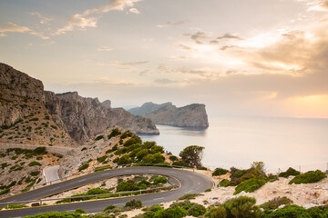 Hiking holidays Mallorca, Spain. Beautiful picture with landscape of Serra de Tramuntana mountains...