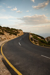 Hiking holidays Mallorca, Spain. Beautiful picture with landscape of Serra de Tramuntana mountains in the island of Majorca in Mediterranean sea. Paradise for bikers. Adventure travel.
