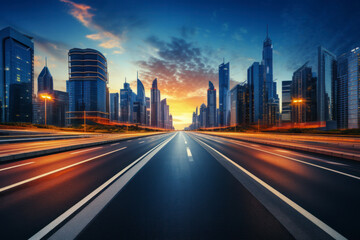 Obraz premium empty road with city background.