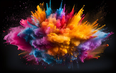 Fototapeta na wymiar A colorful powder explosion on black background. Generative AI