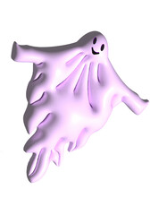 Inflated 3d Ghost, cute white spirit flying, volumetric element.