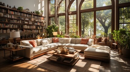 Cozy living room with ample seating and natural light