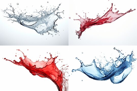 set of color splashes isolated on white background.