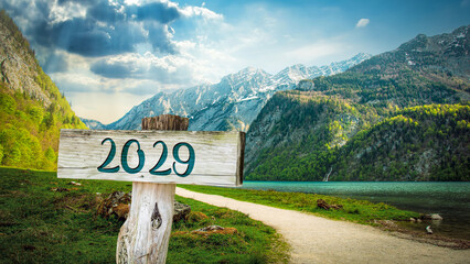 Signposts the direct way to 2029 - obrazy, fototapety, plakaty