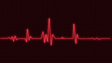 neon light heart pulse shape background. Heart rate graph. Heart beat. Ecg icon wave.