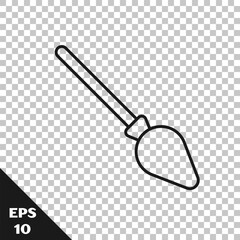 Black line Handle broom icon isolated on transparent background. Cleaning service concept. Vector