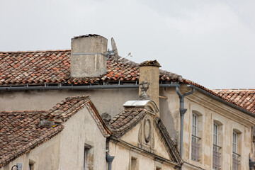 detailed view of french city Bazas at summer time