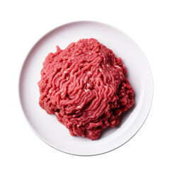 Obraz premium Plate of Raw Ground Beef Isolated on a Transparent Background