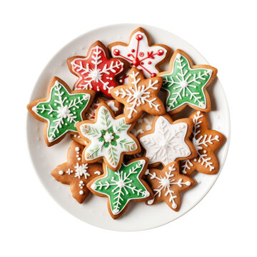 Plate of Christmas Cookies Isolated on a Transparent Background