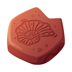 Fossil Imprint Obtained by Digging on Surface of Soil or Ground Vector Illustration