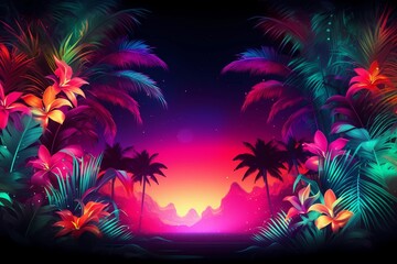 Fototapeta na wymiar Neon jungle background