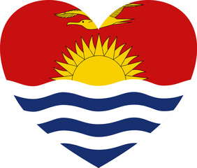 Kiribati flag in heart shape isolated  on  transparent  background