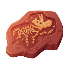 Fossil Obtained by Digging Rested in Soil or Ground Vector Illustration