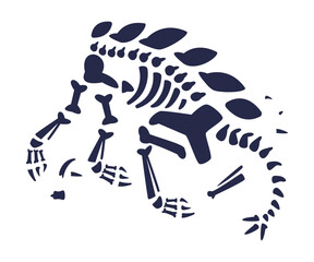 Black Bones Fossils Silhouette Obtained by Digging Vector Illustration