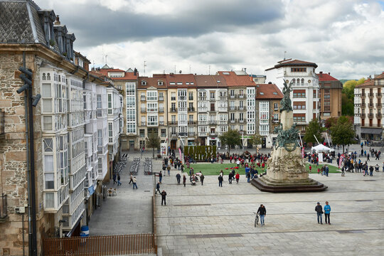 View of the Virgen Blanca square, Vitoria, Gasteiz, &Aacute;lava, Basque Country, Euskadi, Euskal Herria, Spain.