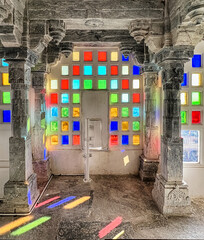 Colored Windows In the City Palace Of Udaipur