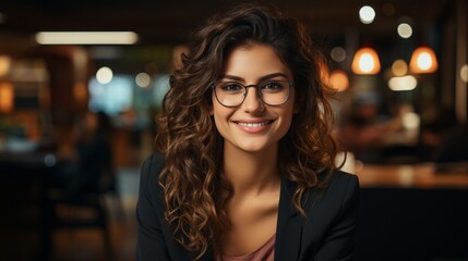 Obraz premium Indian woman working at a desk.