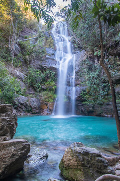 Beautiful and Colorfull Santa Barbara Brazilian Waterfall