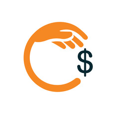 money dollar hand care geometric logo vector

