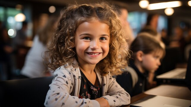 schoolchildren using computers..