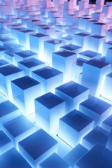 Abstract vertical background, neon cubes. Background for the site, application. AI generative.