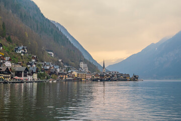 Various photos taken from the streets of the Austrian fairy tale village Hallstatt