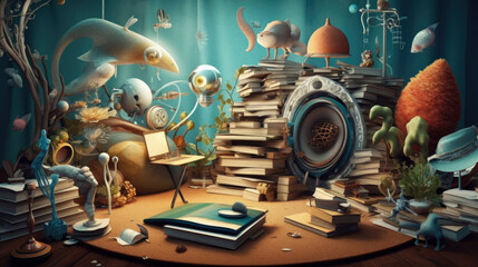 Dream books abstract concept, ai generated