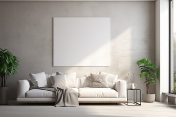 Loft Industrial Style Living Room Interior With Poster Mockup Created with Generative AI