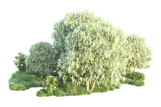 Green landscape isolated on transparent background. 3d rendering - illustration