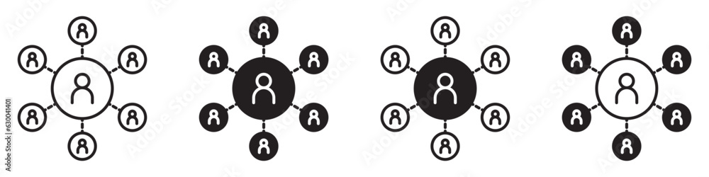 Poster affiliate marketing symbol icon vector set collection flat sign in black and white for web app ui us