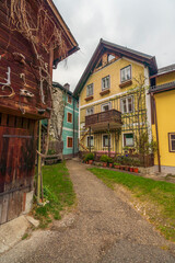 Fototapeta na wymiar Various photos taken from the streets of the Austrian fairy tale village Hallstatt