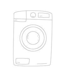 Washing machine in doodle style. Isolated vector object.