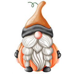 halloween gnome pumpkin isolated on white