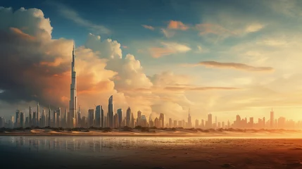 Fototapete Burj Khalifa Enchanting Dubai: A Captivating View of the Cityscape