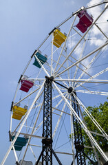 Vintage and historic amusement park Ferris wheel ride